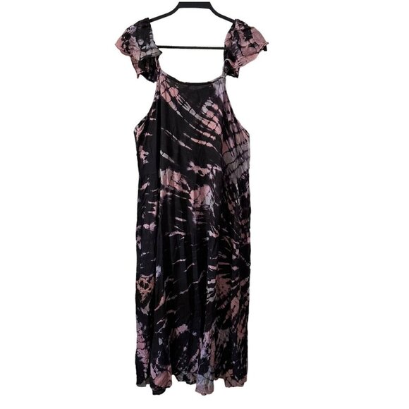 RAVIYA Women Size 0X Black Tie Dye Off‎ Shoulder Dress Swim Cover Up NWT - Picture 1 of 5